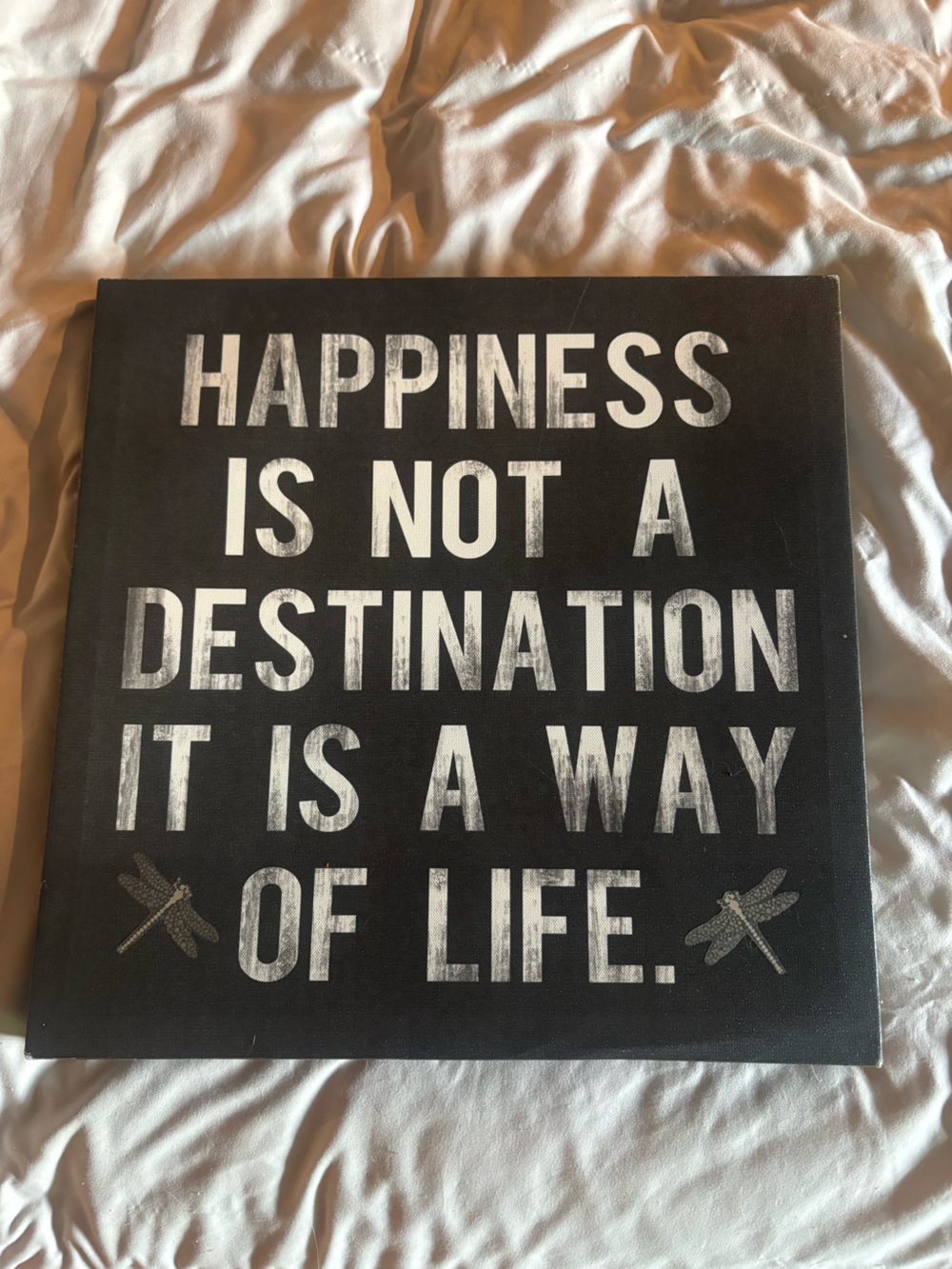 Black Wall Art Canvas with White Inspirational Quote
